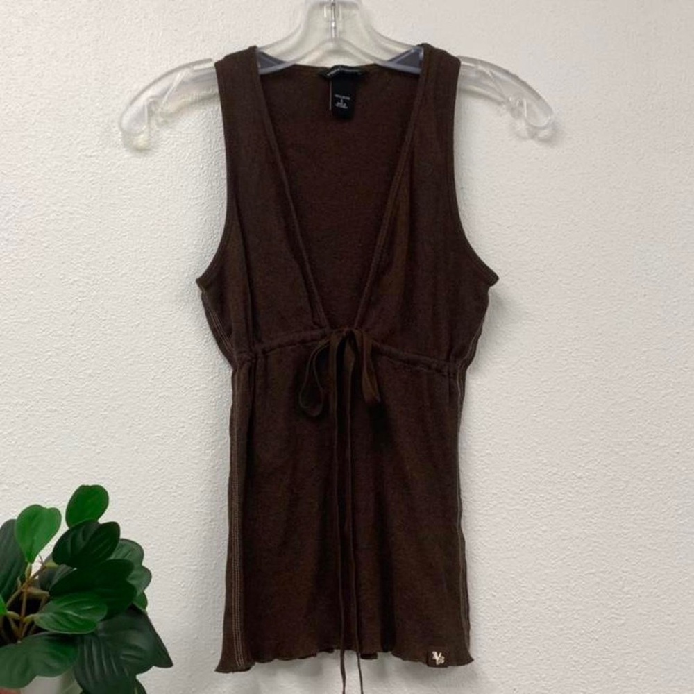 Y2K Moda International Brown Front Tie Top